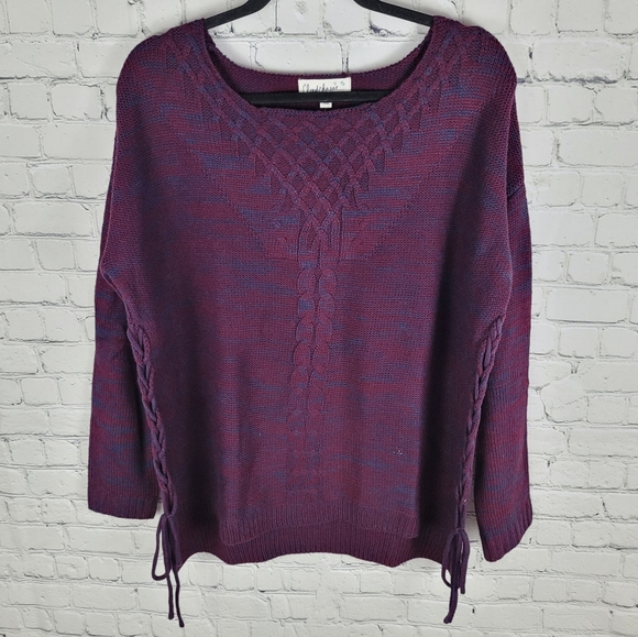 CLOUD CHASER | side laceup long sleeve knit sweater - Picture 1 of 8